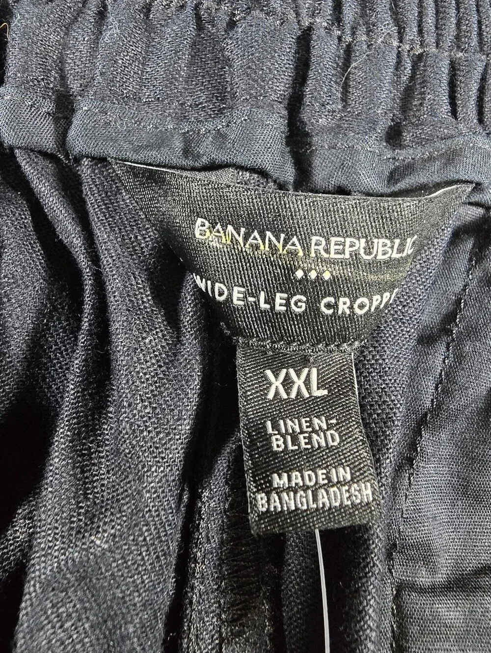 NEW Banana Republic Black Wide Leg Linen Blend Cropped Pull-On Pant Womens XXL